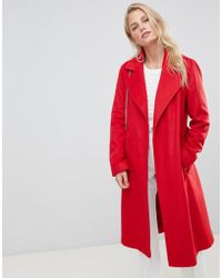 Helene Berman Manteau enveloppant avec ceinture en laine mélangée - Rouge