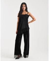 ASOS - Velvet Mid Rise Lace Hem Trousers Co Ord - Lyst