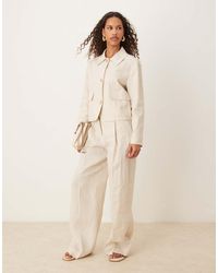 Mango - Nette Linnen Broek Met Wijde Pijpen En Plooien Aan De Voorkant - Lyst