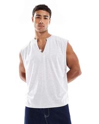 ASOS - Canotta Oversize Squadrata Con Intaglio Sullo Scollo Mélange - Lyst