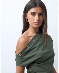 ASOS - Polyamide Eyelet Detail Off The Shoulder Top - Lyst