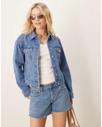 ASOS - Giacca Di Jeans Stile Western Lavaggio Medio - Lyst