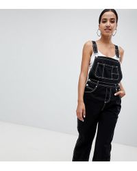 Missguided Salopette nera con cuciture a contrasto - Blu