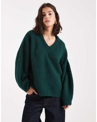 ASOS - Structured Fluffy V Neck Banana Sleeve Jumper - Lyst