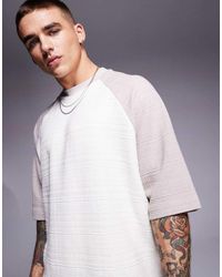 ASOS - Oversized Boxy T-Shirt Met Textuur En Contrasterende Raglanmouwen - Lyst