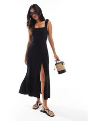 Stradivarius - Midi Melkmeisjesjurk Met Split - Lyst