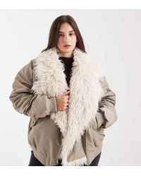ASOS - Asos Design Curve Ma1 Parka Jacket With Shaggy Faux Fur - Lyst