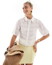 Brave Soul - Camicia A Maniche Corte Bianca Con Dettagli - Lyst