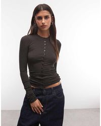 Weekday - Button Front Long Sleeve Top - Lyst
