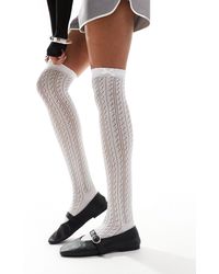 Collusion - High Knee Pointelle Socks With Bow - Lyst
