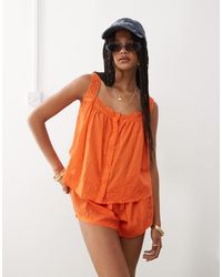 Collusion - Crotchet Button Up Woven Beach Top - Lyst