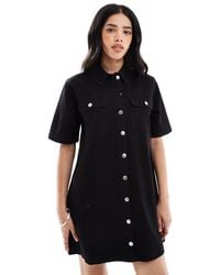 Miss Selfridge - – kurzärmliges jeans-hemdkleid - Lyst