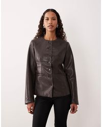 Gina Tricot - Blazer structuré en pu - marron - Lyst