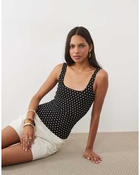 New Look - Polka Dot Square Neck Vest - Lyst