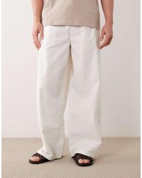 ASOS - Loose Linen Blend Trousers - Lyst