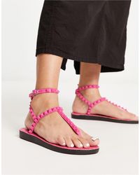 London Rebel - Studded T-bar Ankle Strap Jelly Sandals - Lyst