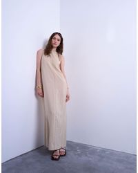 TOPSHOP - High Neck Open Back Throw-on Cupro Midi Dress - Lyst