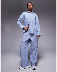 ASOS - Weekend Collective Co-ord Wide Leg Woven Stripe Trouser - Lyst
