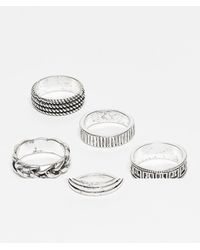 ASOS - Set Van 5 Ringen Met Grieks Patroon En Textuur - Lyst