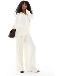 4th & Reckless - Plisse Elasticated Waist Wide Leg Pants - Lyst