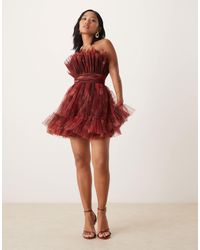 LACE & BEADS - Bandeau Structu Mini Dress - Lyst