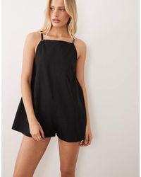 ASOS - Cotton Linen Pinny Playsuit - Lyst