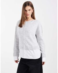 ASOS - Gebreid 2-In-1 Vest Met Overhemd-Detail - Lyst