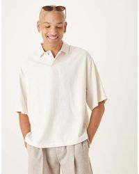 ASOS - Camisa Blanca De Corte Cuadrado Extragrande Sin Cierres De Mezcla De Lino De -Blanco - Lyst