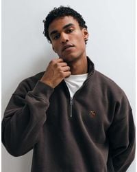 Abercrombie & Fitch - Icon Logo Oversized 1/4 Zip Sweatshirt - Lyst