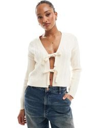 ONLY - Tie Front Knitted Cardigan - Lyst