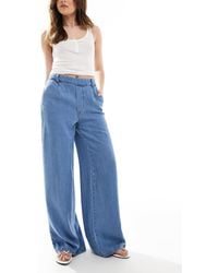 Object - Wide Leg Chambray Trousers - Lyst