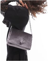 TOPSHOP - Charlotte - sac porté épaule rembourré effet velours avec bouton - Lyst