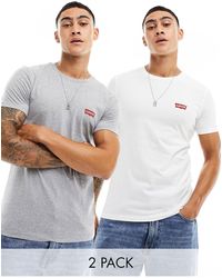 Levi's - Confezione da 2 t-shirt girocollo con logo batwing bianco e grigio mélange - Lyst