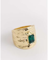 ASOS - Wide Ring With Green Stone - Lyst