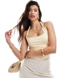 ASOS - Top Allacciato Al Collo Neutro Con Spalline Intrecciate - Lyst