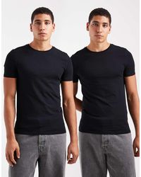 ASOS - Essentials 2 Pack Muscle Fit T-shirts - Lyst