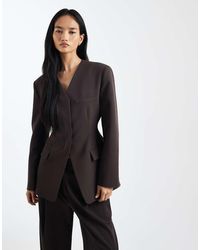 ASOS - High Break Point Collarless Blazer - Lyst
