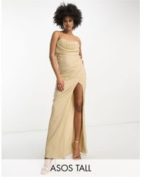 ASOS - Asos design tall - robe longue style corset à col bénitier - taupe - Lyst