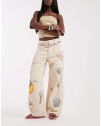 Muse Assembly - Bay Barrell Leg Graphic Jeans - Lyst