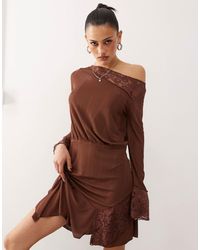 Reclaimed (vintage) - Long Sleeve Lace Mix Dress - Lyst