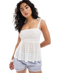 Miss Selfridge - Textured Lace Tie Shoulder Cami Top - Lyst