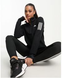 adidas Originals - Adidas - running own the run - felpa nera con zip corta - Lyst