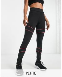 Threadbare - Petite - fitness - leggings neri da palestra con profili a contrasto - Lyst