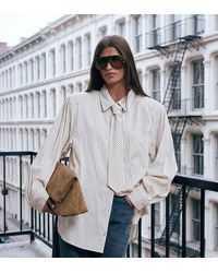 Lioness - Exclusive Chelsea Oversized Shoulder Pad Detail Shirt With Tie - Lyst