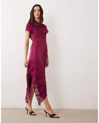 Vero Moda - Cap Sleeve Lace Skirt Detail Satin Maxi Dress - Lyst