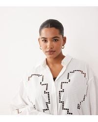 ARRANGE - Curve Oversized Shirt Co-Ord With Cutwork Embroidery - Lyst