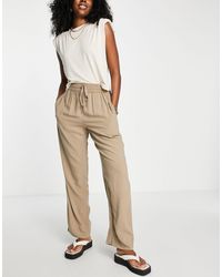 Vero Moda - Aware - pantaloni a fondo ampio color pietra - Lyst