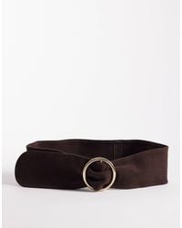 Mango - Wide Suede Belt With Gold-tone Hoop Detail - Lyst
