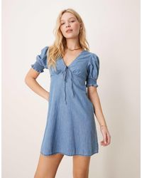 ASOS - – weiches mini-jeanskleid - Lyst