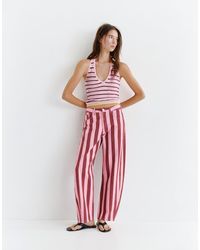 Pull&Bear - Gestreepte Jeans Met Ballonpijpen - Lyst